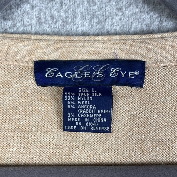 Vintage Eagle’s Eye angora cardigan with beading spun silk wool pointelle - Picture 3 of 10